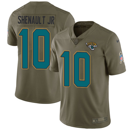 Men Nike Jacksonville Jaguars  #10 Laviska Shenault Jr. Olive  Stitched NFL Limited 2017 Salute To Service Jersey